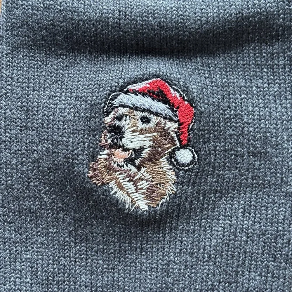 J. Crew Lot Of 2 Dress Socks Dog Christmas Hat Embroidery Green Gray Holiday NWT